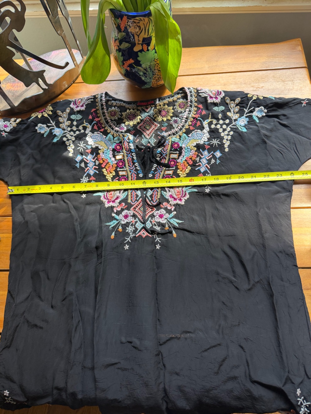 Johnny Was Black Embroidered Floral Boho Tunic - Picture 7 of 7